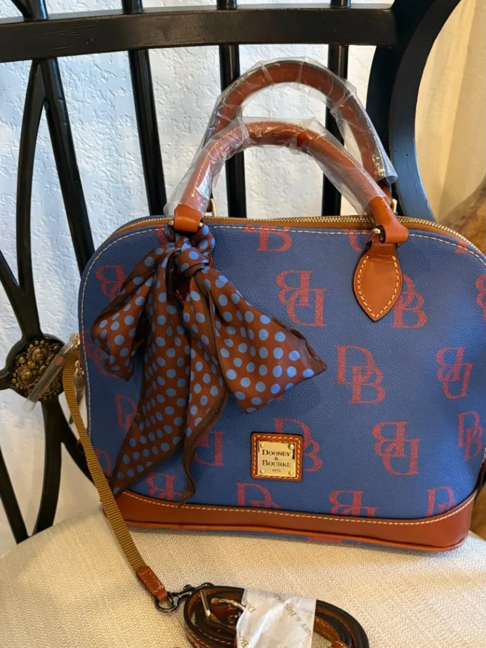 Dooney & Bourke Zip Zip Satchel • Blue DB Monogram • NWT • Exclusive • MSRP $298